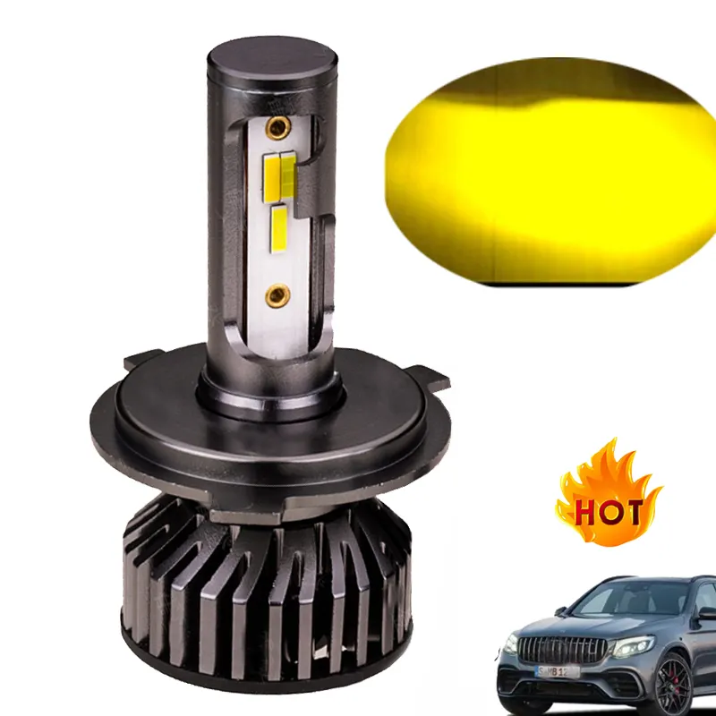 2023 Trending Csp Chip T3c Tricolor 3 Kleur H4 Hi/Dimlicht Auto Led Koplamp Lamp Auto Lampen 3000K 6000K 8000K Geel Wit