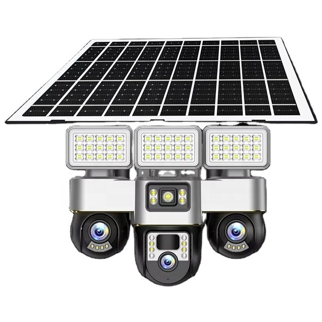 3 Lens Solar 4g/Wifi Sim Card Camera AI Human Tracking Two-Way Audio Home Wireless Security Solar Cctv Cameras