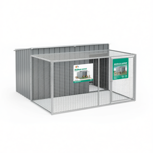 Nichoir pour chien avec enclos en acier galvanisé 77,6x76,4x43,3'' pour animaux de grande race, usage extérieur - Product Image 1