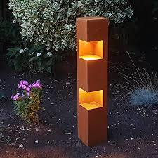 Lampadaire solaire en acier Corten, décoration de poteau lumineux, éclairage extérieur pour patio - Product Image 4