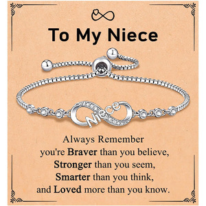 Circonita con microincrustaciones en forma de 8 chapada en platino para pulsera de amor para mujer, joyería ajustable brillante para fiestas - Product Image 2