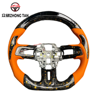 Volant sport en fibre de carbone véritable pour Mustang GT - Cuir rouge 3 branches