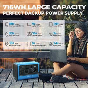 Générateur solaire portable Blue Tti 800w Énergie propre 716wh avec système de stockage de batterie - Product Image 3