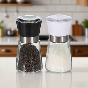Máy xay muối và hạt tiêu thủy tinh được thiết lập với cơ chế nghiền gốm cho Nhà hàng sử dụng thương mại màu đen và trắng - Product Image 5