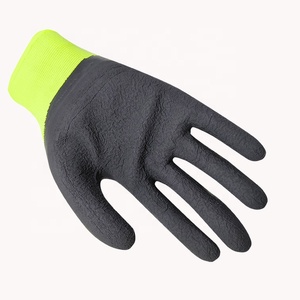Guante <span class=keywords><strong>DE</strong></span> SEGURIDAD <span class=keywords><strong>DE</strong></span> TRABAJO recubierto <span class=keywords><strong>de</strong></span> <span class=keywords><strong>espuma</strong></span> <span class=keywords><strong>de</strong></span> látex negro con forro <span class=keywords><strong>de</strong></span> poliéster verde OEM 13G con resistencia al deslizamiento y al desgaste - Product Image 3