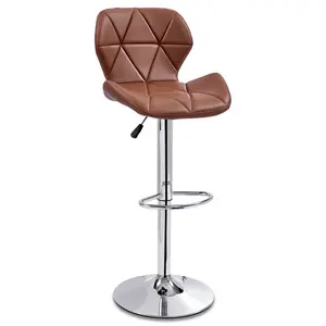 Mutfak mobilyası taburete de bar giratorio taban metal sandalye deri sandalye bar tabureleri kahverengi deri bar taburesi döner