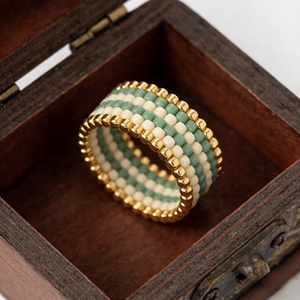 Anillo de Cuentas Miyuki Estilo Boho Namayo, Diseño Geométrico, Chapado en Oro de 18K/24K, Moda Femenina, Talla Estadounidense 5-9, Suministro al por Mayor - Product Image 3