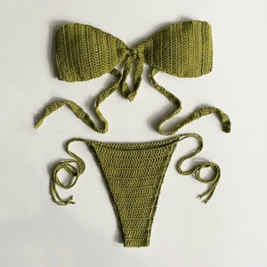 ชุดบิกินี่โครเชต์แฮนด์เมดเอวสูงแบบโปร่ง ระบายอากาศได้ดี เซ็กซี่ ผ้าตาข่าย ชุดว่ายน้ำสองชิ้น สำหรับผู้หญิง - Product Image 4