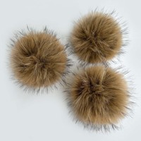 Pompons en fourrure artificielle avec bouton-pression et élastiques, 12-15 cm, accessoire pour chapeaux, écharpes, porte-clés, bricolage, artisanat, décoration
