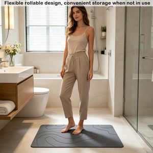 Tapis de séchage rapide en diatomite gris foncé, absorbant l'eau instantanément, écologique, pour salle de bain et comptoir de cuisine - Product Image 4