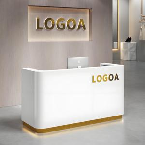 Mostrador de Recepción con Base de Metal y Tapa de Acrílico, Moderno con Luz LED para Salón de Belleza, Oficina, Vestíbulo, Hotel, Clínica, Spa - Product Image 3