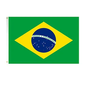 巴西国旗3x 5英尺印花聚酯飞巴西国旗旗帜，带黄铜索环2022足球比赛国旗