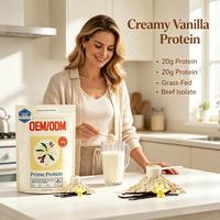 Poudre de protéines isolées de bœuf nourri à l'herbe, saveur vanille, OEM ODM, marque privée, sans produits laitiers, supplément protéiné de bœuf pour le fitness