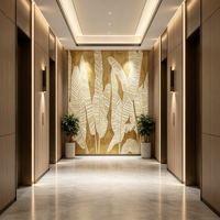 Papier peint mural moderne de luxe à feuilles dorées, papier peint artistique, pour hall d'hôtel, salle privée de restaurant, décoration de couloir de club