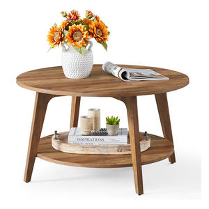 <span class=keywords><strong>Tavolino</strong></span> da Caffè Nordico Moderno a 2 Ripiani Rotondo in <span class=keywords><strong>Legno</strong></span> <span class=keywords><strong>con</strong></span> Vano Portaoggetti per Soggiorno - Product Image 1