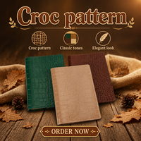 Carnet à couverture rigide en cuir PU grain crocodile avec logo personnalisé, reliure cousue, 120 feuilles, cadeau promotionnel