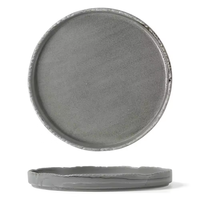 Vaisselle en céramique Wabi Sabi, bord irrégulier, gris mat, assiette ronde pour restaurant et table à manger à domicile