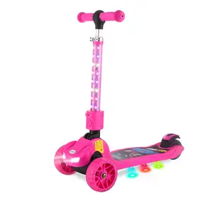 High-Speed 3-Wheel Kids Kick Scooter with LED Lights Foldable Aluminum Body and PU Wheels for 8-12 Years Old Wholesale