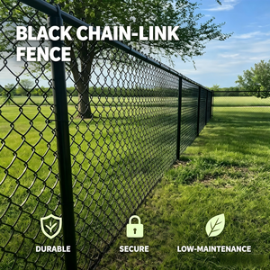 Cerca de Alambre Galvanizado Recubierto de PVC Negro de 6 pies/8 pies, <span class=keywords><strong>Malla</strong></span> de Diamante de Acero Galvanizado de Calibre 9 - Cercado de Seguridad para Jardín Residencial - Product Image 1