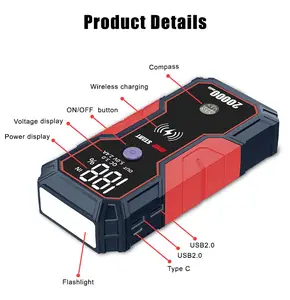 20000mah caricabatterie wireless car booster jump starter power bank 800A 12v jumpstarter batteria per auto jump starter