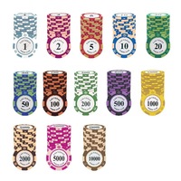 Jetons de poker multicolores en argile lavable de 13,5 g (40x3,3 mm) pour le mahjong, les jeux de cartes et les paris