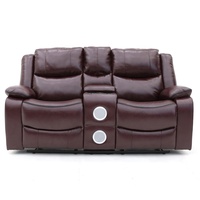 Ensemble de canapés inclinables manuels en cuir moderne Geeksofa 3 2 1 avec console et haut-parleur Bluetooth pour salon