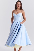 Robes sans dos en forme de A, été 2024, pour soirée, club, rendez-vous galant, robes de soirée élégantes, robes longues à bretelles unies, robes plissées chics