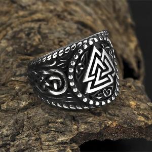 Men's <b>Titanium</b> Steel <b>Ring</b> Viking Triangle Logo Geometric Hip Hop Style Fashion Jewelry Gift - Product Image 1