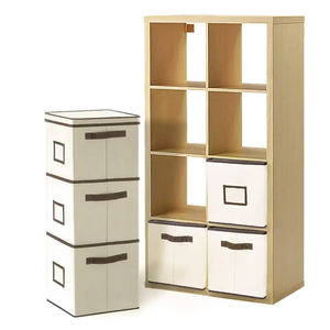 Fabric Foldable Storage Bins Organizer Containers Baskets with Lid for Home Bedroom Closet Office