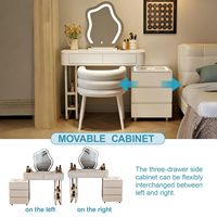 Coiffeuse moderne en MDF écologique avec haut-parleur Bluetooth, station de charge, 5 tiroirs, tabouret et miroir éclairé pour chambre à coucher