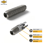 Pipa Knalpot Fleksibel Aftermarket Performa Mobil 45*100mm dengan Jaring Kawat Lunak dan Interlock SS201