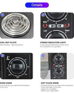 Plaque chauffante pour <span class=keywords><strong>mini</strong></span>-<span class=keywords><strong>four</strong></span> électrique OEM Plaque chauffante pour table de cuisson électrique Cuisinière électrique à <span class=keywords><strong>2</strong></span> <span class=keywords><strong>plaques</strong></span> pour comptoir - Product Image 5