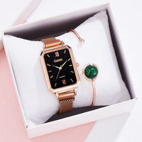 WJ-10925 Nouvelle montre-bracelet tendance pour femme, en alliage, de luxe, à profil haut, avec petit cadran vert, montre à quartz carrée
