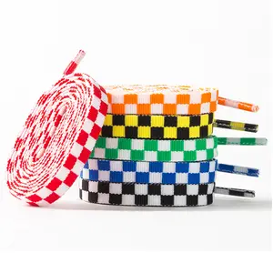 Yrunfeety Flat Elastic Schnürsenkel 60-180CM Mosaik Schnürsenkel 1CM Canvas Schnürsenkel Bedruckte Schnürsenkel für Converse Shoe Laces Style