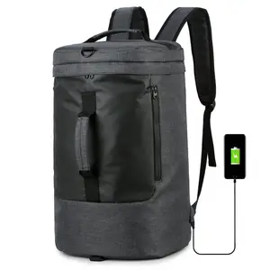 Short Distance Fashion Three Way Boarding Duffel Backpack With USB, Smell Proof Water Proof Nylon Travel Fur Duffle Bag