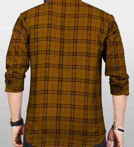 Camisa de algodón 100% ajustada informal de talla XL para hombre, cuello extendido a cuadros, tejido de punto ODM antiarrugas, transpirable, teñido liso - Product Image 2