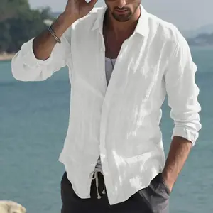 Ready To Ship Men Button Down Shirt Linen Shirt Men High Quality Shirts For Men Casual