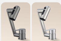 Robinet de lavabo universel rotatif en acier inoxydable 304, mitigeur eau chaude et froide, 360 degrés, trois modes, pliable