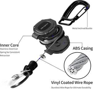 Paquete de 2 Porta Llaves Retráctiles Resistentes, Porta Credenciales Táctico con Carrete para Identificación, con Cable Retráctil de Acero de 32 Pulgadas - Product Image 4