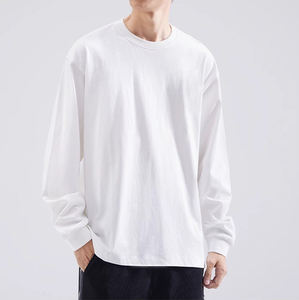 T-shirt à manches longues pour homme, en coton 100%, 240GSM, uni, surdimensionné, streetwear, avec logo personnalisé, de haute qualité - Product Image 2