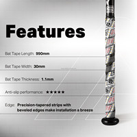 Einfarbiges PU-Material Sport-Griffband Atmungsaktiv Rutschfest 1,1mm Dicke Einfach zu Wickeln 990mm Länge für Baseball Softball