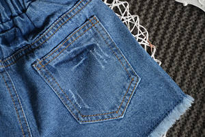 Shorts en jean longs formels pour filles, avec bordure, vente en gros, pour l'été, Shanghai - Product Image 5