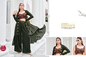 Nouvelle tenue de soirée et de mariage de style Koti brodée et cousue, exclusive, provenant d'un fournisseur indien - Product Image 3