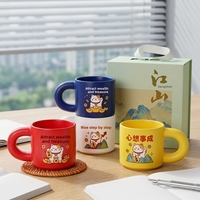 Mug en céramique à motif de dessin animé, résistant aux hautes températures, avec une grande poignée robuste, compatible micro-ondes, tasse cadeau avec logo imprimé