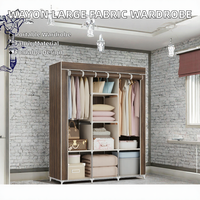 Armoire de chambre moderne pliable en tissu Wayon pour appartement avec porte zippée, plusieurs étagères et espace de suspension