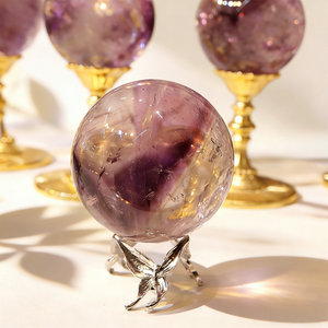Sphère d'améthyste de haute qualité, <span class=keywords><strong>pierre</strong></span> brute d'améthyste, collection de cristaux de méditation, boule à rayures violettes, artisanat de décoration Feng Shui - Product Image 6