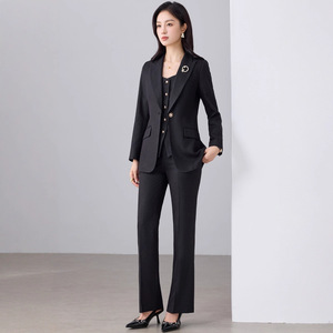 Women's Suit Set Long Sleeve Slim Fit Polyester Winter Casual Suit With Buttons - Product Image 4