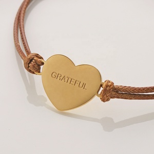 Bracelet en corde marron à nœud coulissant réglable, bijoux inspirants, cadeau d'amitié significatif pour unisexe - Product Image 3