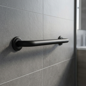 Barres d'appui murales en acier inoxydable finition noire, 16 pouces, résistantes à la corrosion, capacité de 150 kg, antidérapantes, certifiées ADA, pour salle de bain - Product Image 1