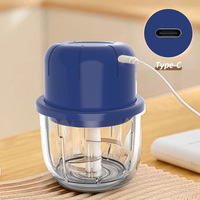 350ml mini elektrische knoflookhakker van PP + glas, met 6 messen, draagbare groente-, ui- en babyvoedselhakker
